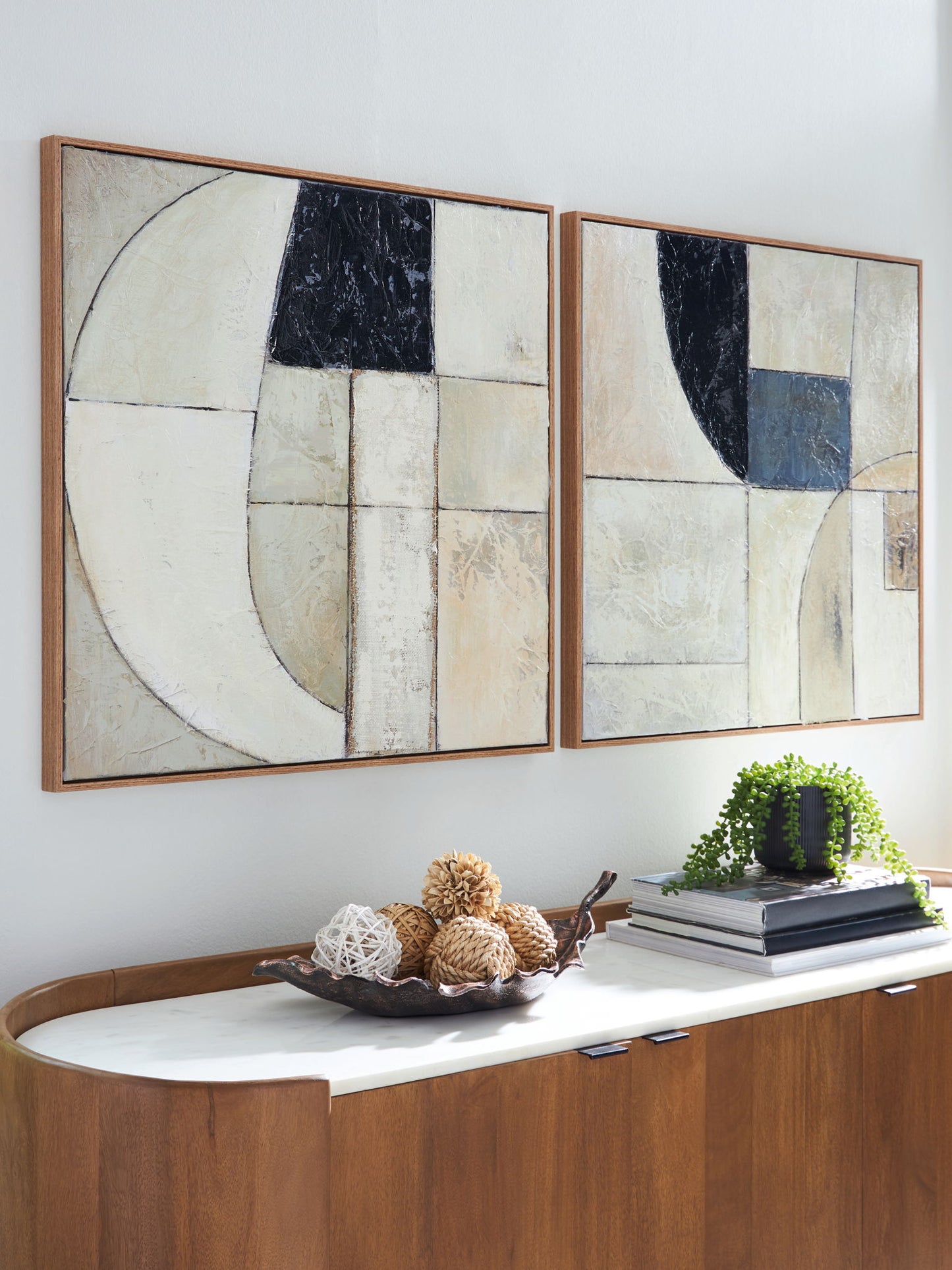 Bexlen - Tan / Taupe / Black - Wall Art Set (Set of 2) - Hornell Furniture Outlet