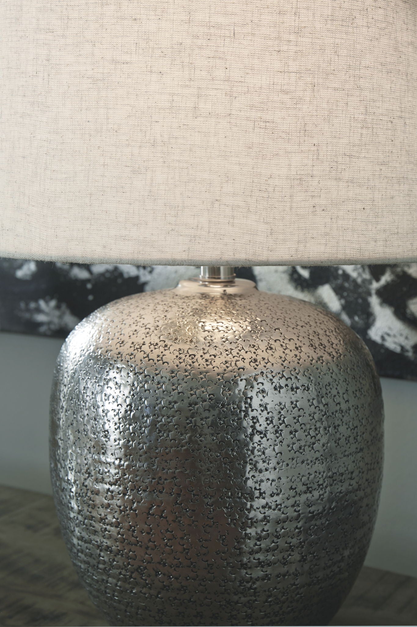 Magalie - Antique Silver Finish - Metal Table Lamp - Hornell Furniture Outlet