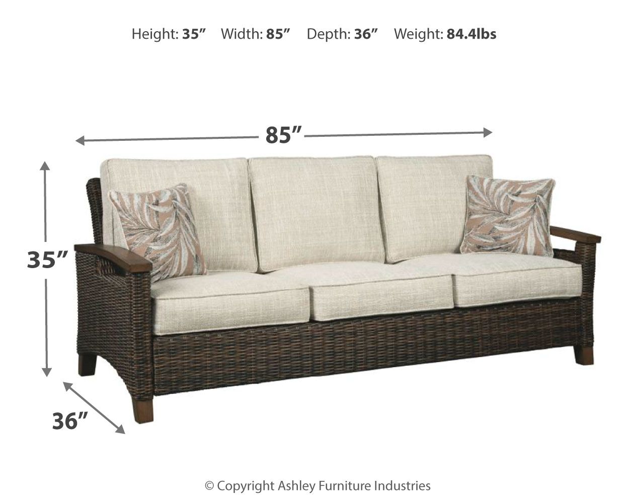 Paradise Trail - Medium Brown - Sofa with Cushion - Hornell Furniture Outlet