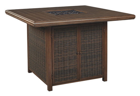 Paradise Trail - Medium Brown - Square Bar Table w/Fire Pit - Hornell Furniture Outlet