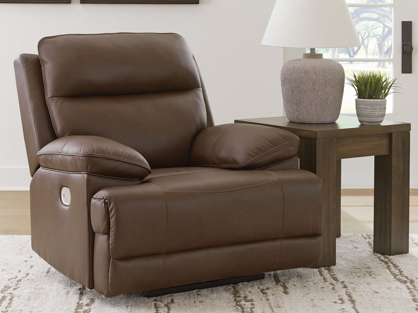 Vonryan - Tobacco - Power Recliner / Adj Headrest - Hornell Furniture Outlet