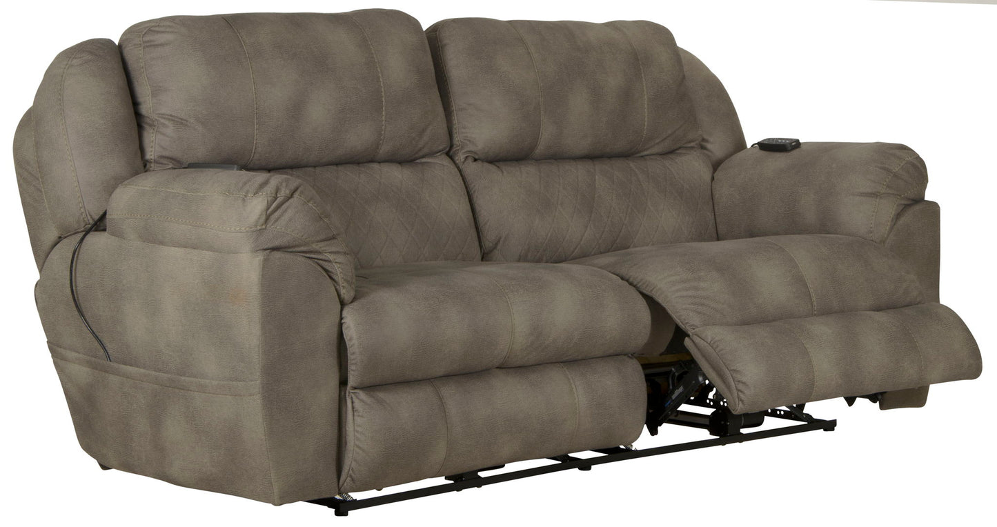 Flynn - Power Lay Flat Reclining Sofa Power Adjustable Headrest & Lumbar And Dual Heat & Massage - Fig - Hornell Furniture Outlet