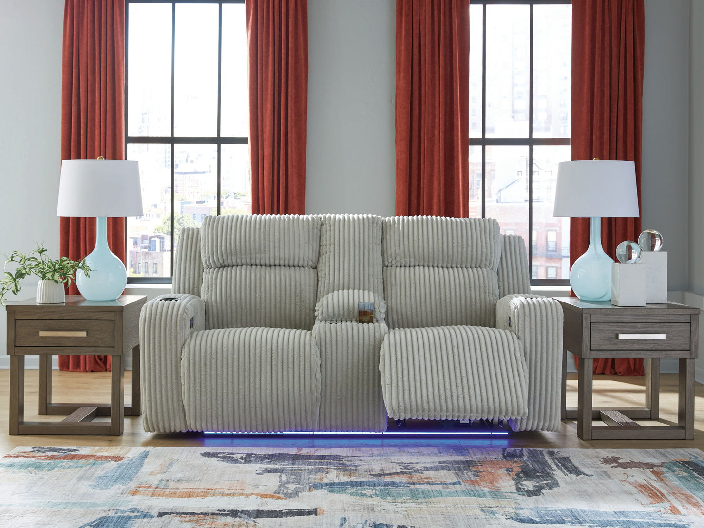Forest Lake - Power Reclining Loveseat With Console / Adj Headrest - Hornell Furniture Outlet