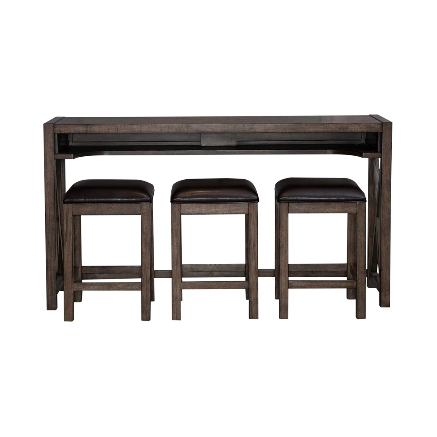 Lennox - 4 Piece Console Set (Console 3 Stools) - Dark Brown - Hornell Furniture Outlet
