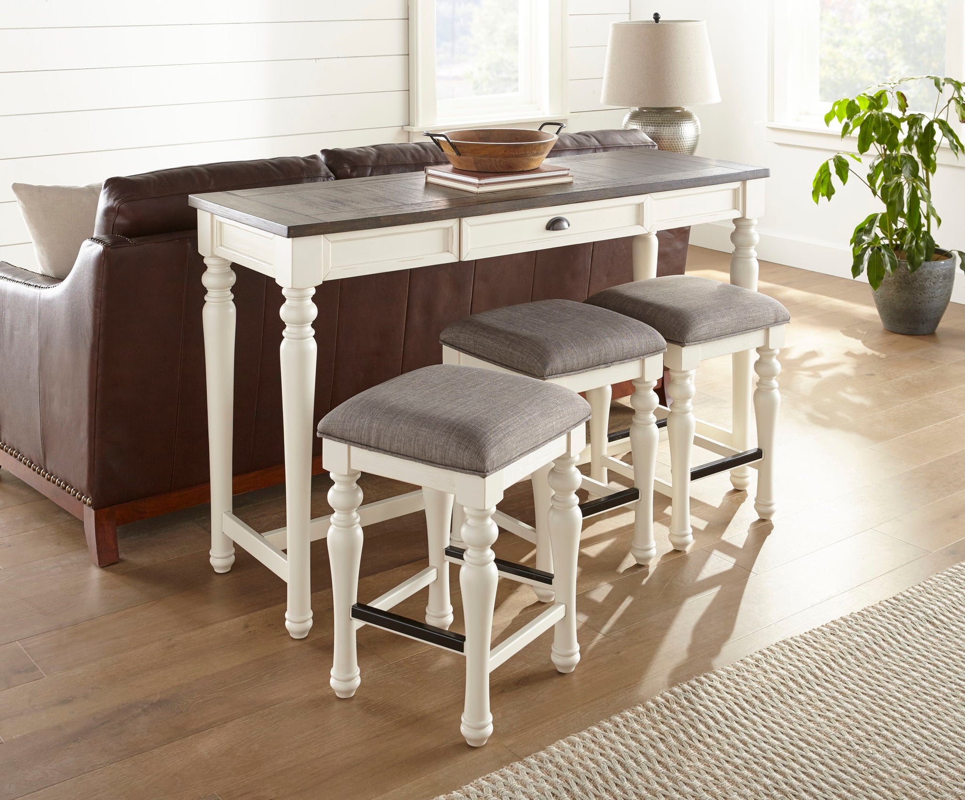 Joanna - 4 Piece Bar Set - White - Hornell Furniture Outlet