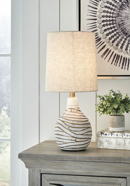 Aleela - Metal Table Lamp - White / Gold Finish - Hornell Furniture Outlet