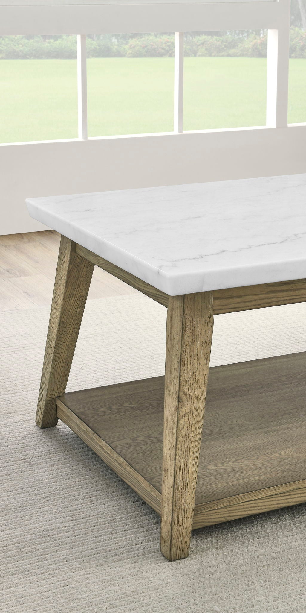 Vida - Marble Top Coffee Table With Casters - Brown - Hornell Furniture Outlet