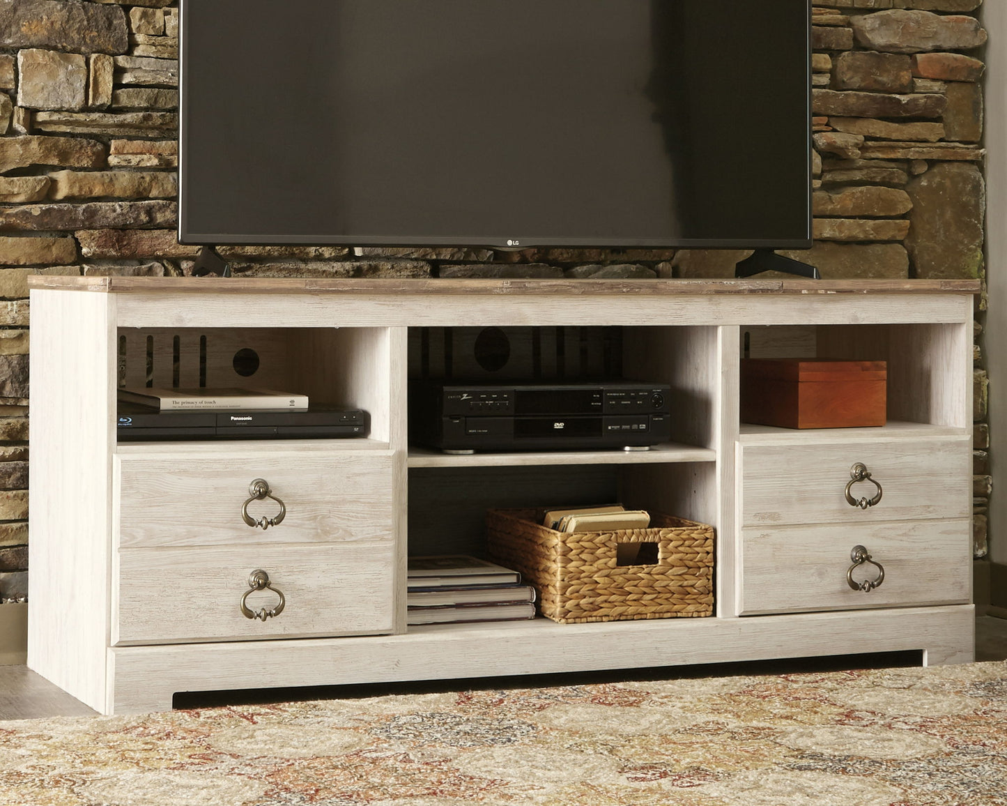 Willowton - Entertainment Center With Fireplace Option - Hornell Furniture Outlet