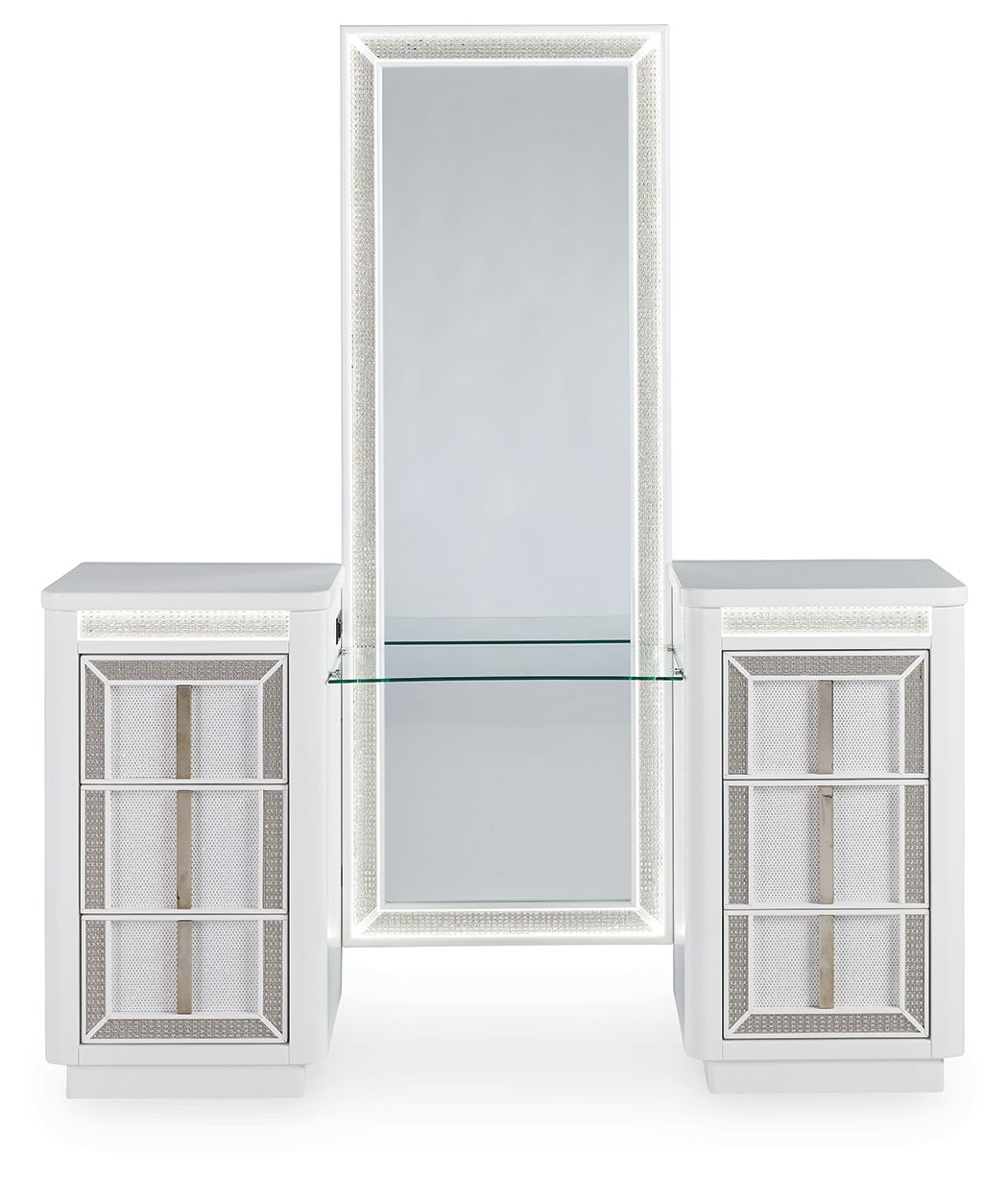 Chalanna - White - Vanity With Mirror - Hornell Furniture Outlet