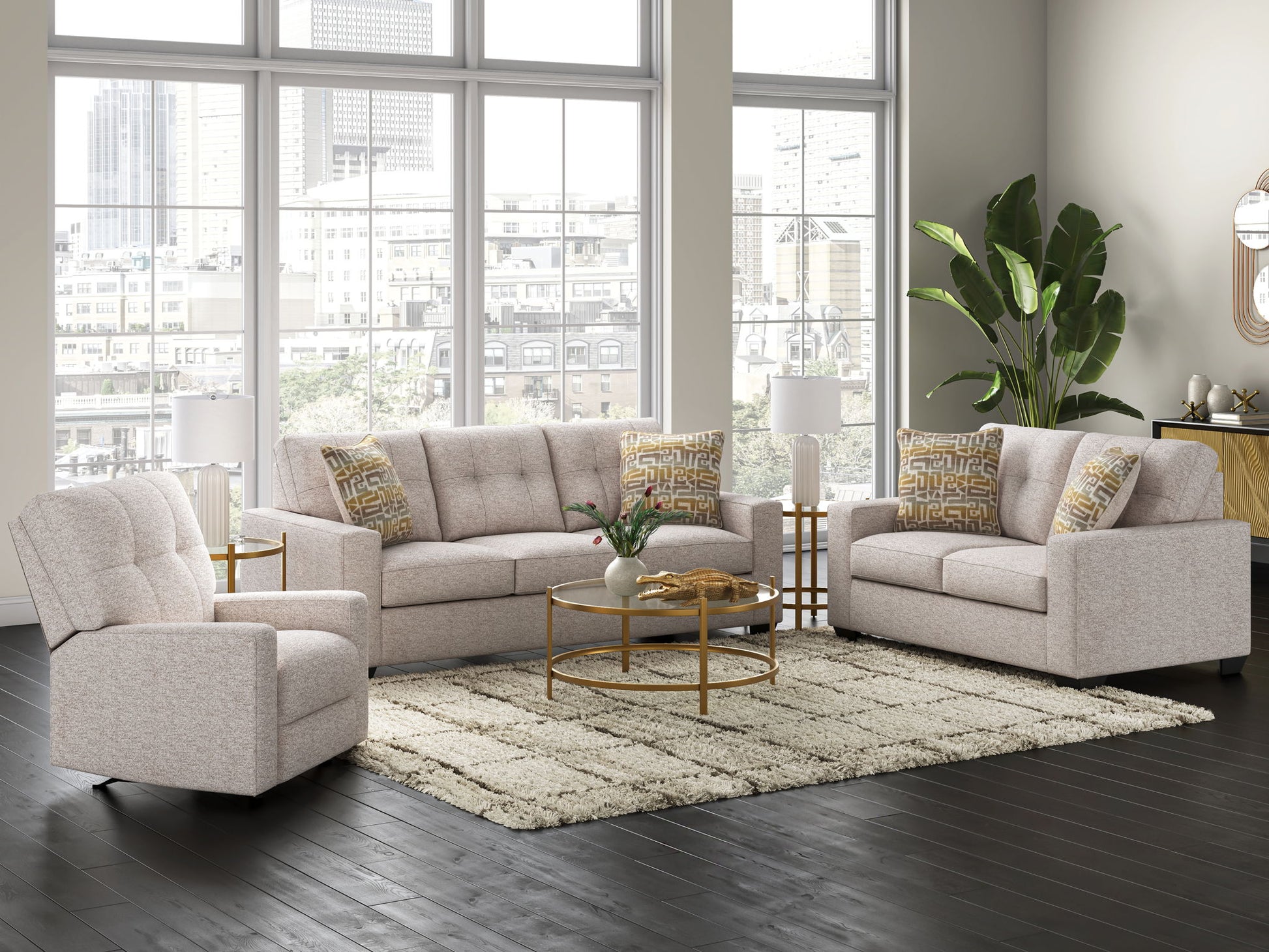 Pearlox - Gold - Occasional Table Set (Set of 3) - Hornell Furniture Outlet