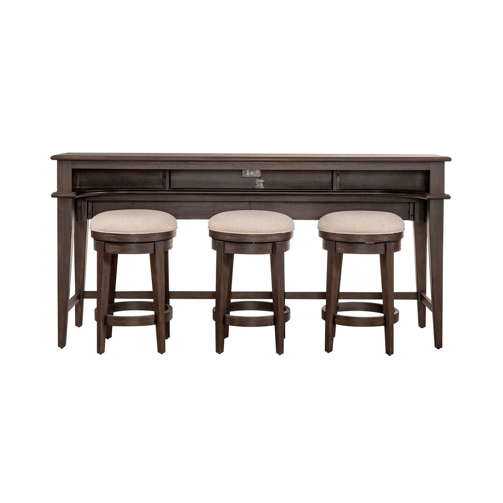Mill Creek - 4 Piece Console Set (Bar Console & 3 Stools) - Dark Brown - Hornell Furniture Outlet