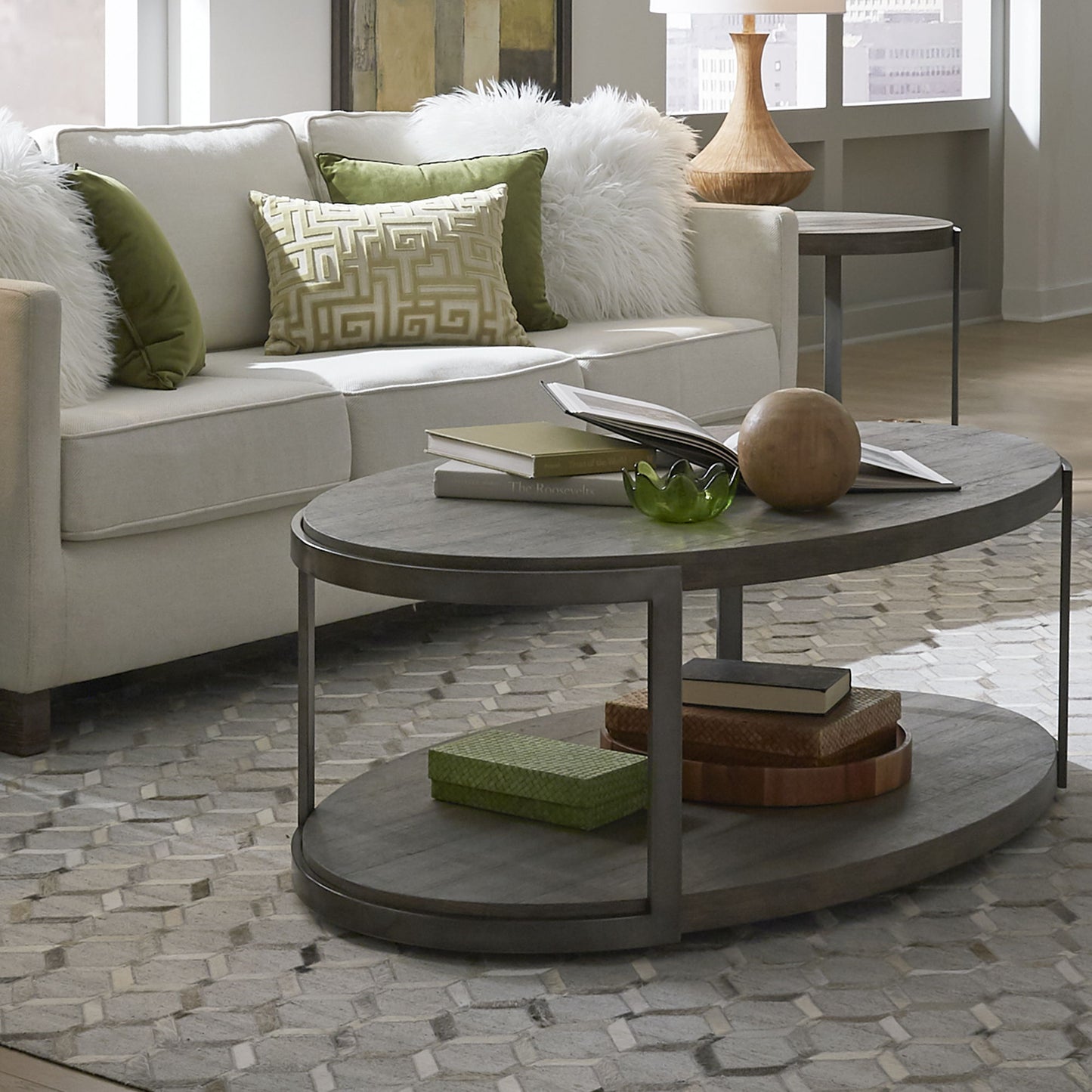 Modern View - 3 Piece Table Set (1 Oval Cocktail Table 2 End Tables) - Dark Gray - Hornell Furniture Outlet
