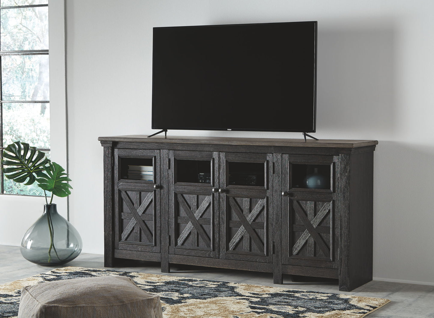 Tyler Creek - Black / Gray - Extra Large TV Stand - Hornell Furniture Outlet