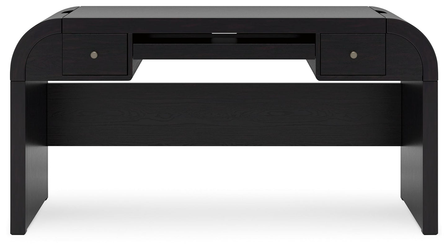 Rowanbeck - Black - Home Office Desk - Hornell Furniture Outlet