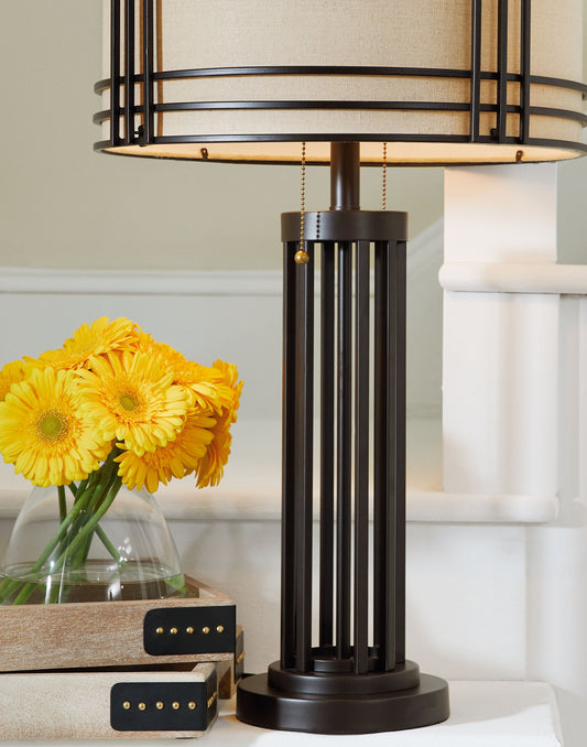 Hanswell - Dark Brown - Metal Table Lamp - Hornell Furniture Outlet