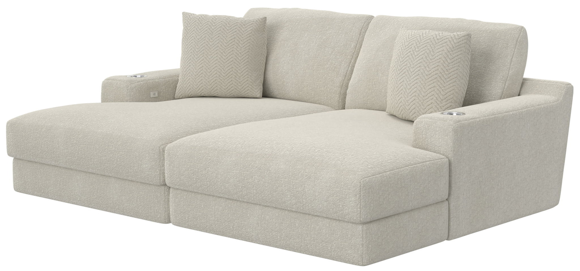 Cozy - 2 Piece Double Wide Chaise With USB Charging Ports - Hornell Furniture Outlet