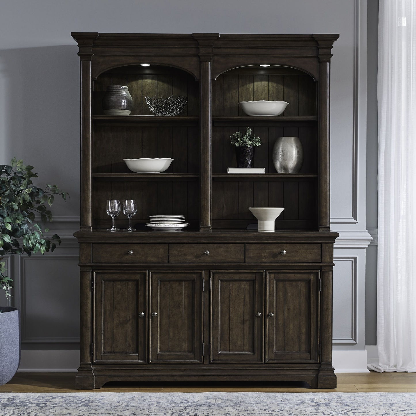 Arden Road - Hutch & Buffet - Satin Cherry - Hornell Furniture Outlet