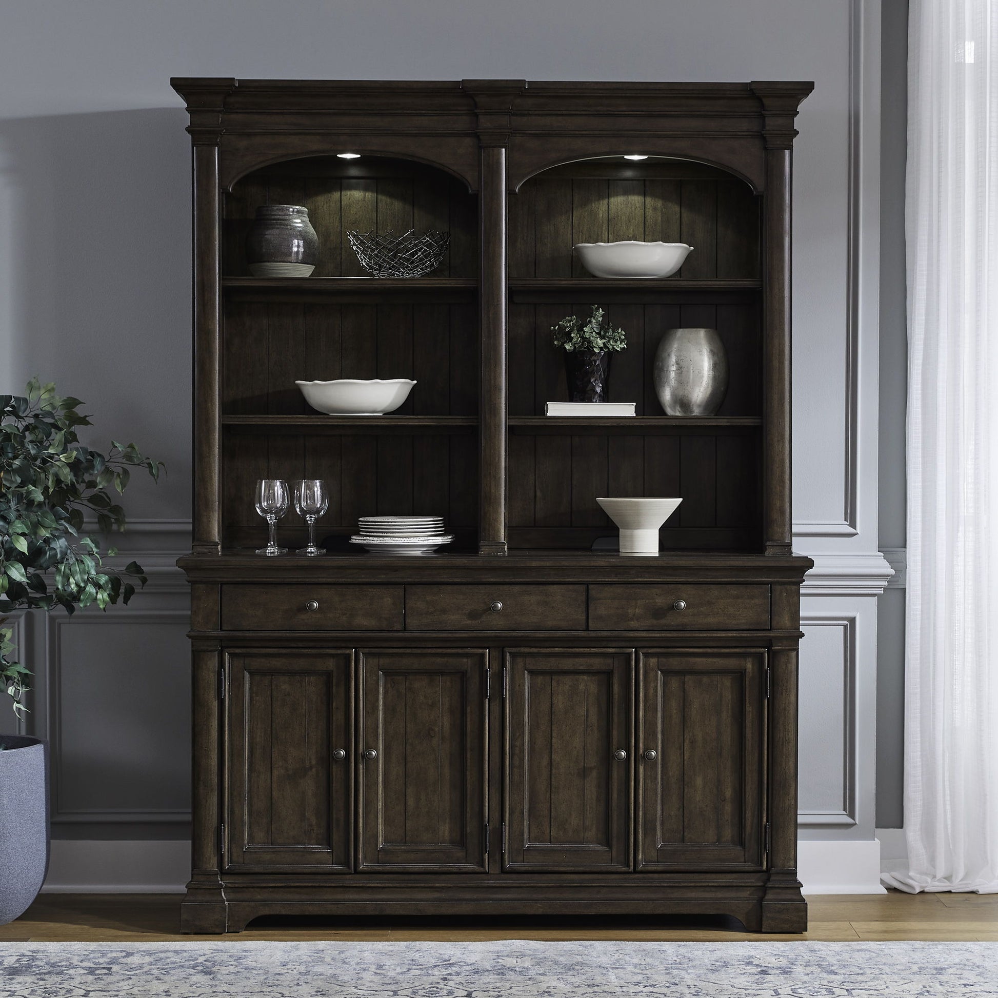 Arden Road - Hutch & Buffet - Satin Cherry - Hornell Furniture Outlet