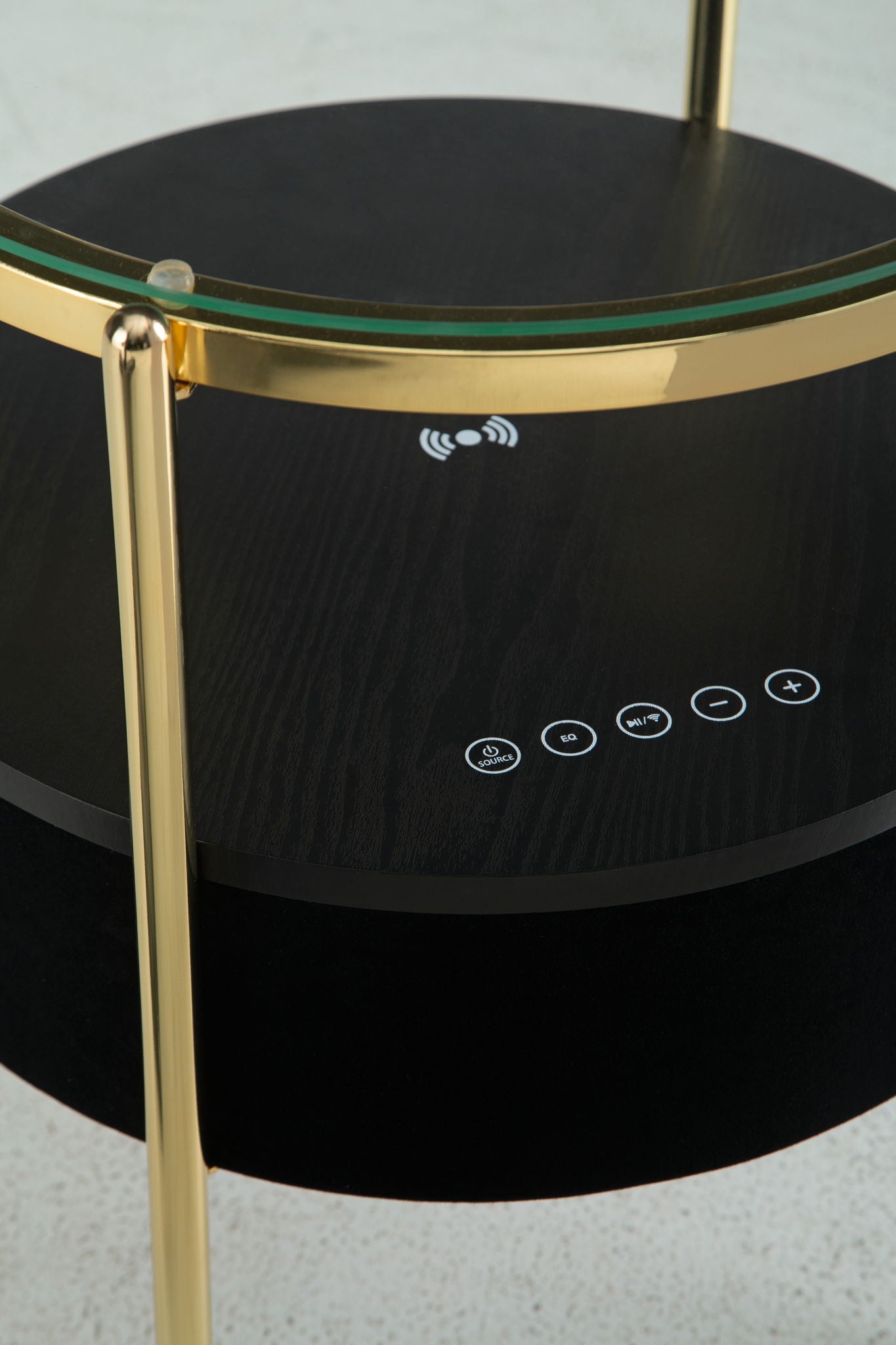 Nedman - Black / Gold Finish - Accent Table With Speaker - Hornell Furniture Outlet