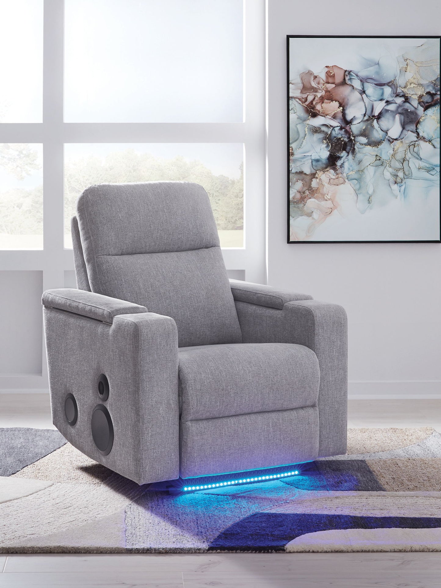 Pineland - Pewter - Glider Power Recliner With Audio System - Hornell Furniture Outlet