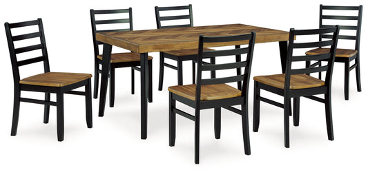 Blondon - Brown / Black - Rectangular Drm Table Set (Set of 7) - Hornell Furniture Outlet