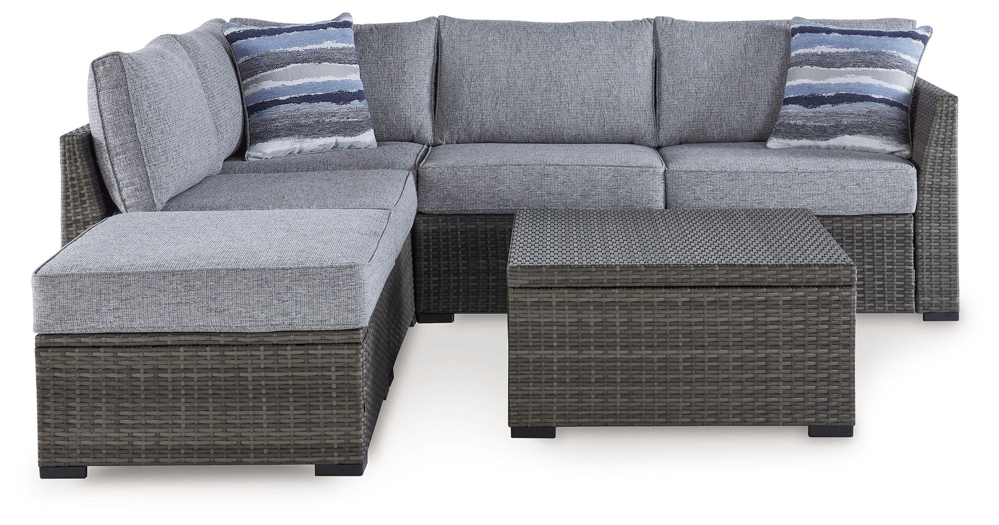 Petal Road - Gray - Loveseat Sectional, Ottoman, Table Set (Set of 4) - Hornell Furniture Outlet