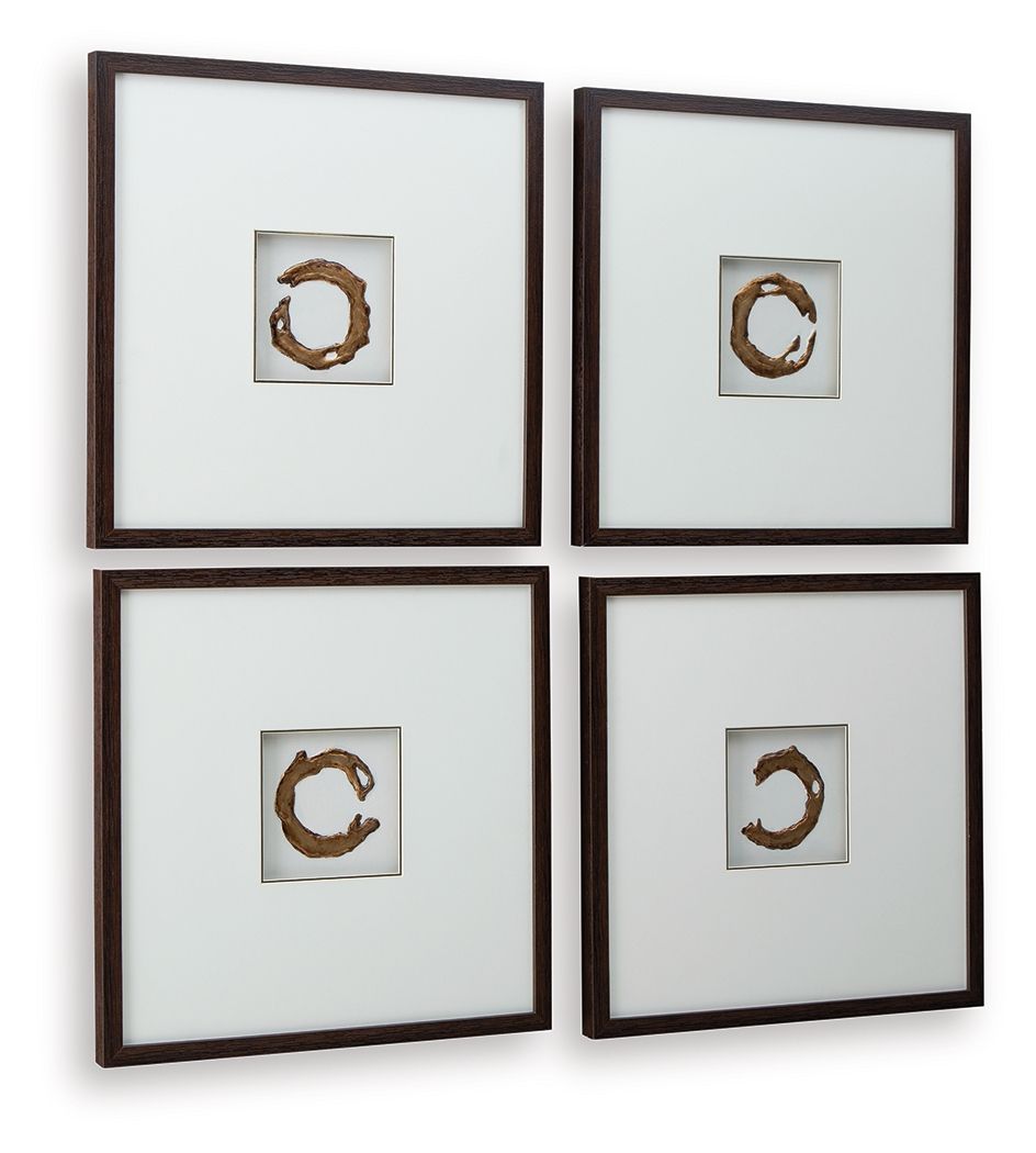 Dallbourne - White / Gold Finish - Wall Art Set (Set of 4) - Hornell Furniture Outlet