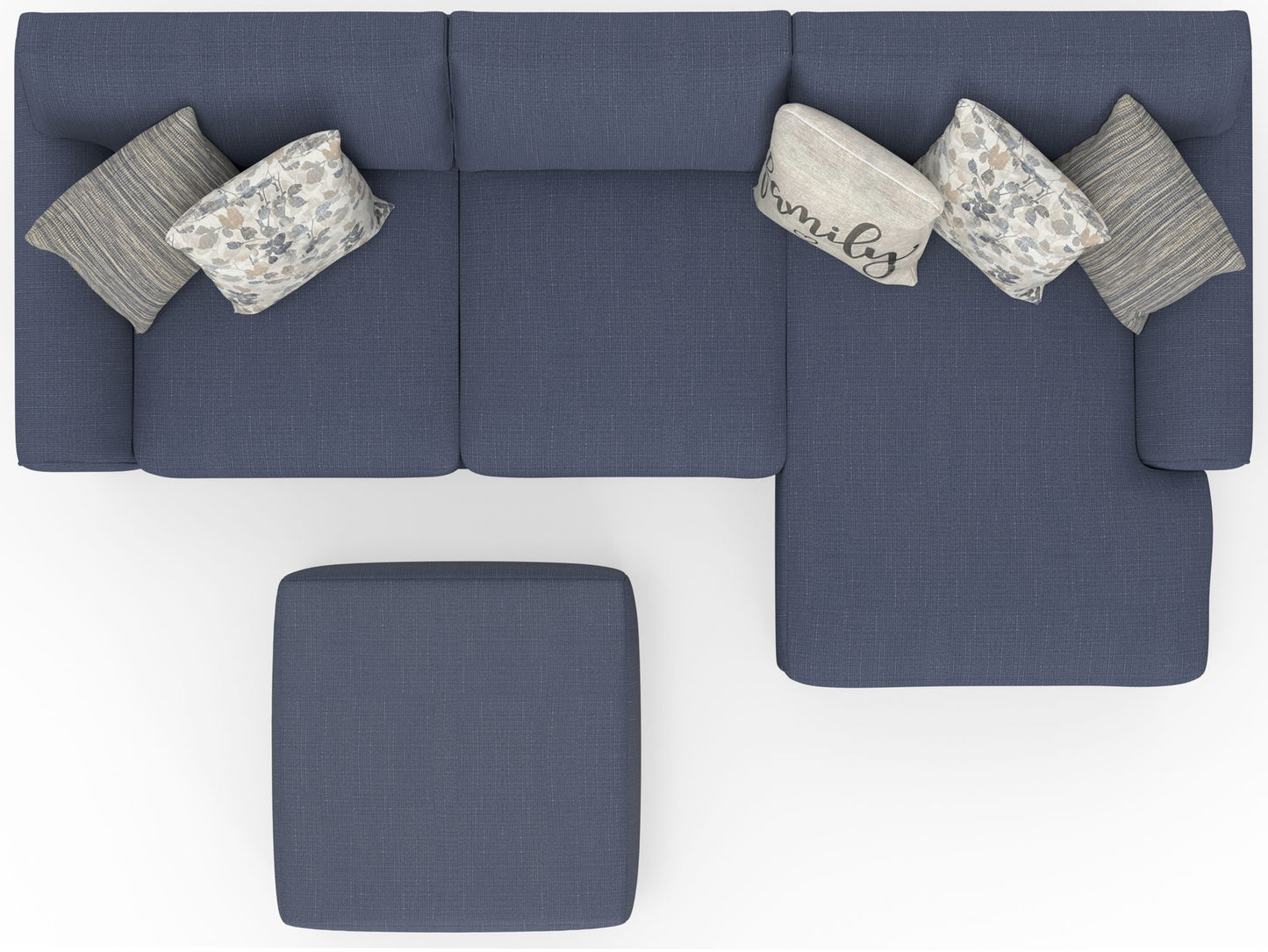Cape May - Sofa Chaise With Comfort Coil Seating, 41" Cocktail Ottoman And 5 Accent Pillows Included - Hornell Furniture Outlet