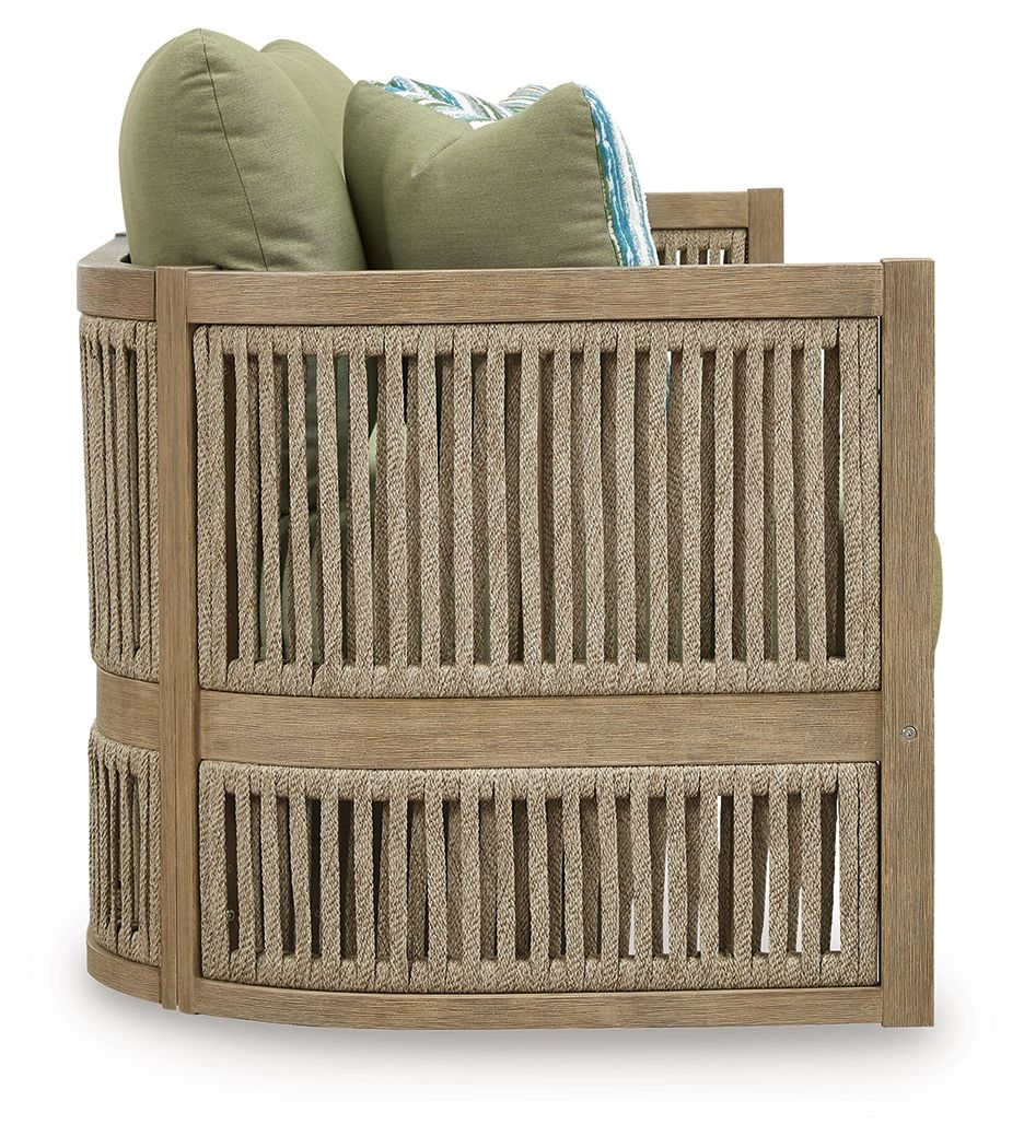 Serena Shores - Beige / Green - Sofa With Cushion - Hornell Furniture Outlet