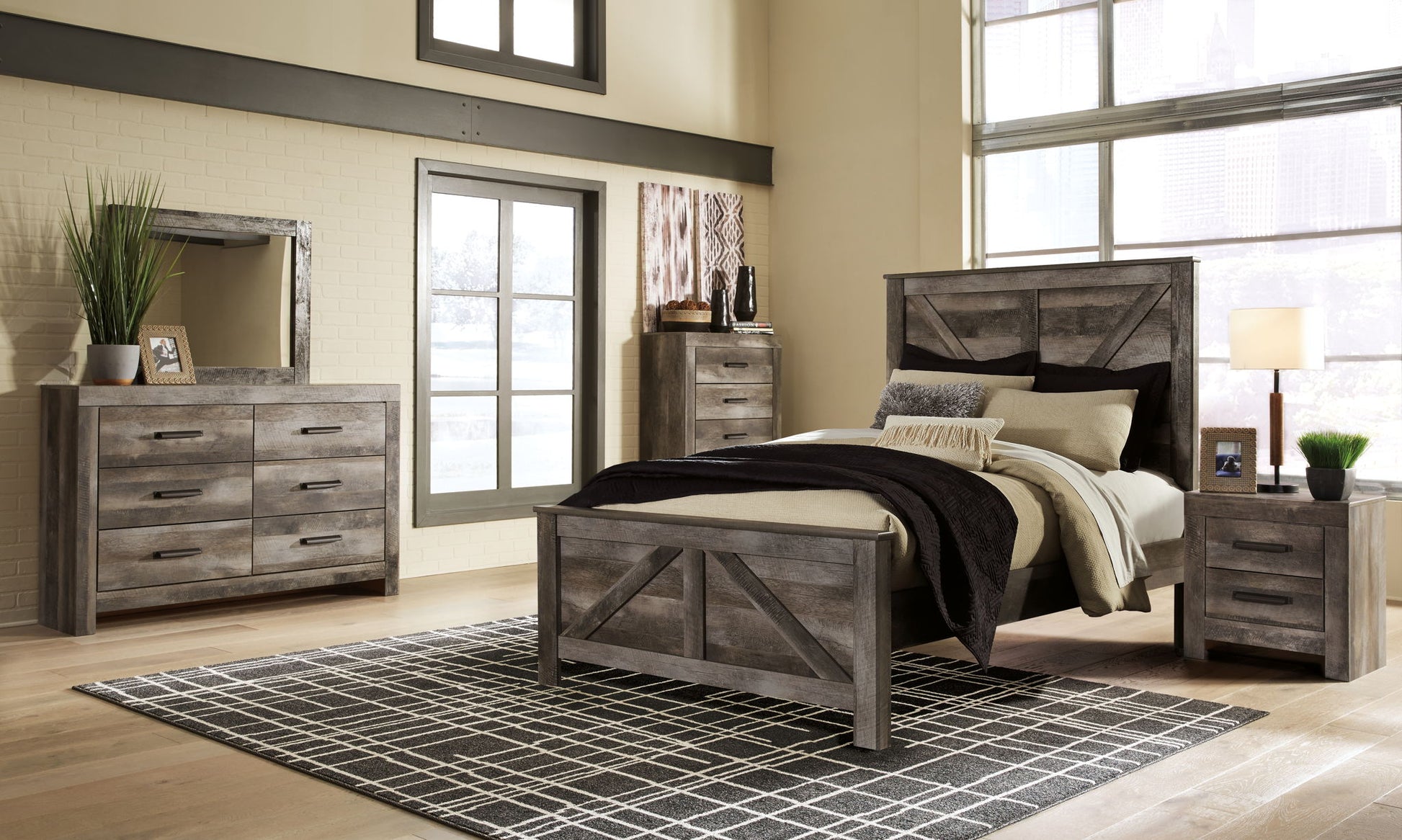 Wynnlow - Crossbuck Panel Bedroom Set - Hornell Furniture Outlet
