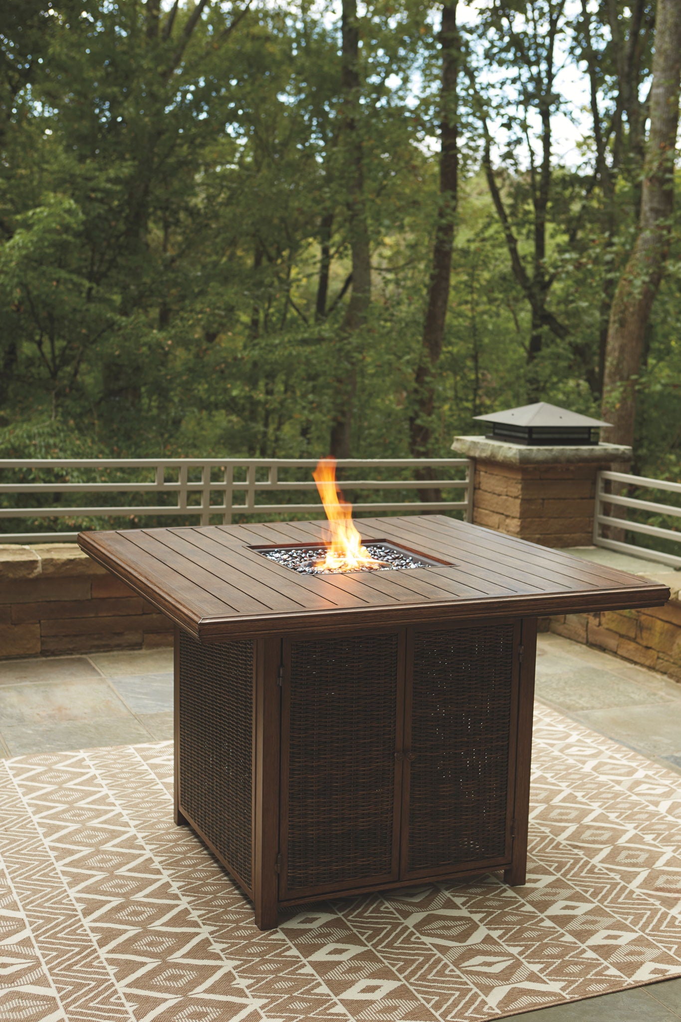 Paradise Trail - Medium Brown - Square Bar Table w/Fire Pit - Hornell Furniture Outlet