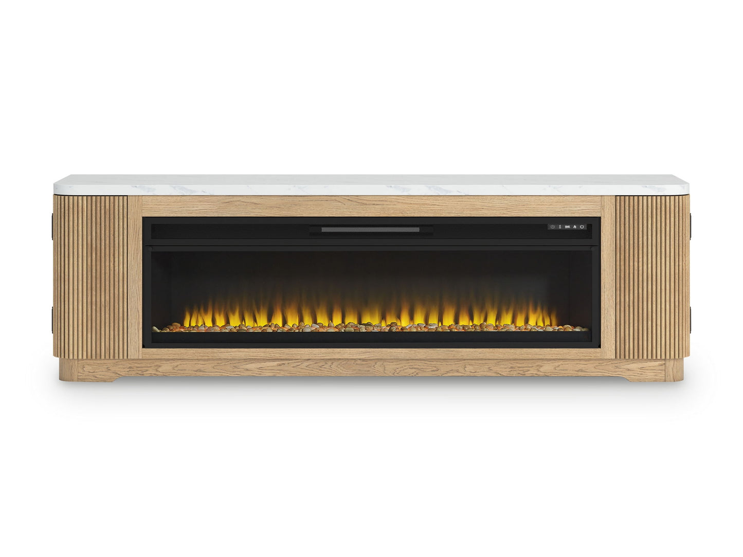 Camdill - Light Brown - 80" TV Stand With Electric Fireplace - Hornell Furniture Outlet