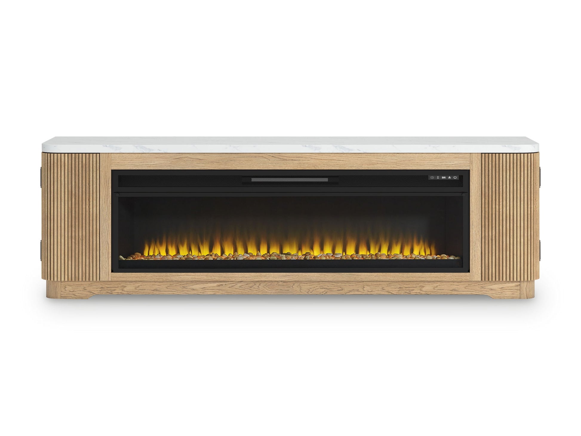 Camdill - Light Brown - 80" TV Stand With Electric Fireplace - Hornell Furniture Outlet