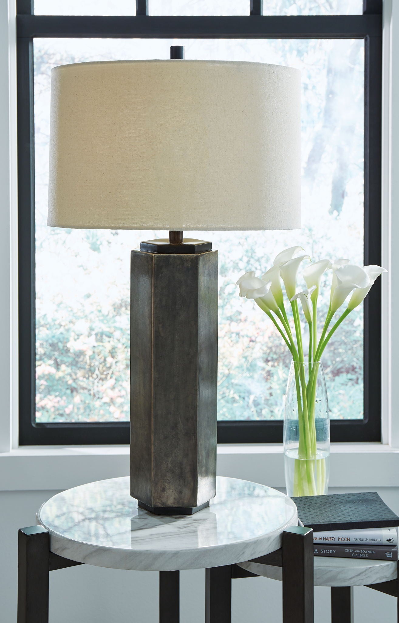 Dirkton - Antique Pewter Finish - Metal Table Lamp - Hornell Furniture Outlet