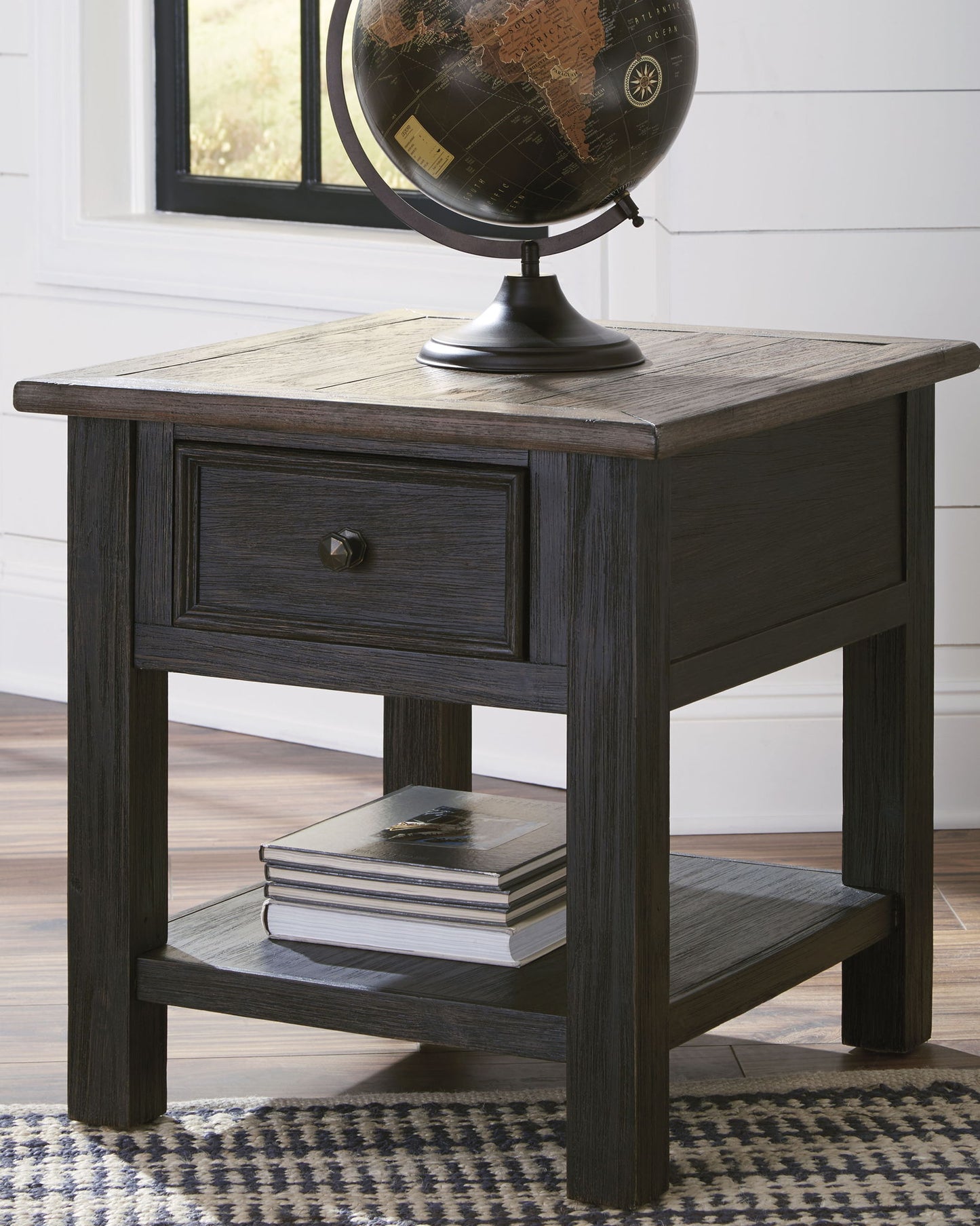 Tyler Creek - Grayish Brown / Black - Rectangular End Table - Hornell Furniture Outlet