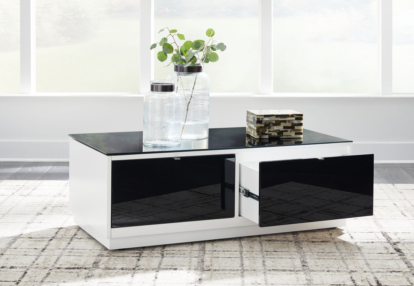 Gardoni - White / Black - Rectangular Cocktail Table - Hornell Furniture Outlet