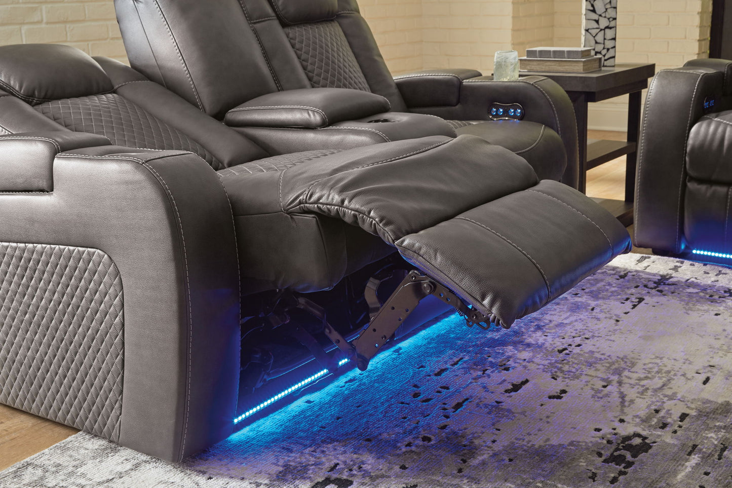 Fyne - dyme - Power Reclining Loveseat With Console/Adj Hdrst - Hornell Furniture Outlet