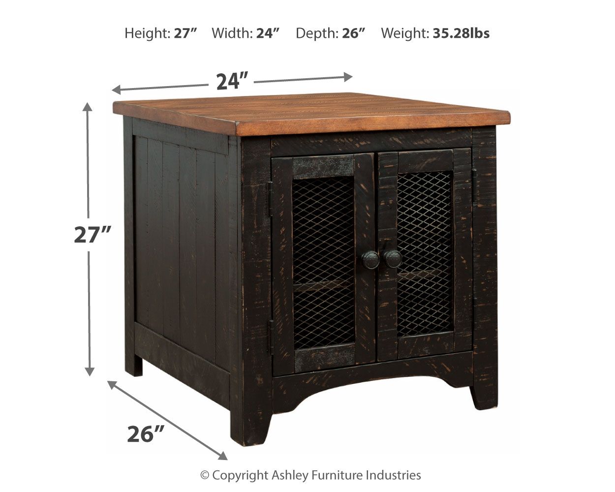 Valebeck - Black / Brown - Rectangular End Table - Hornell Furniture Outlet