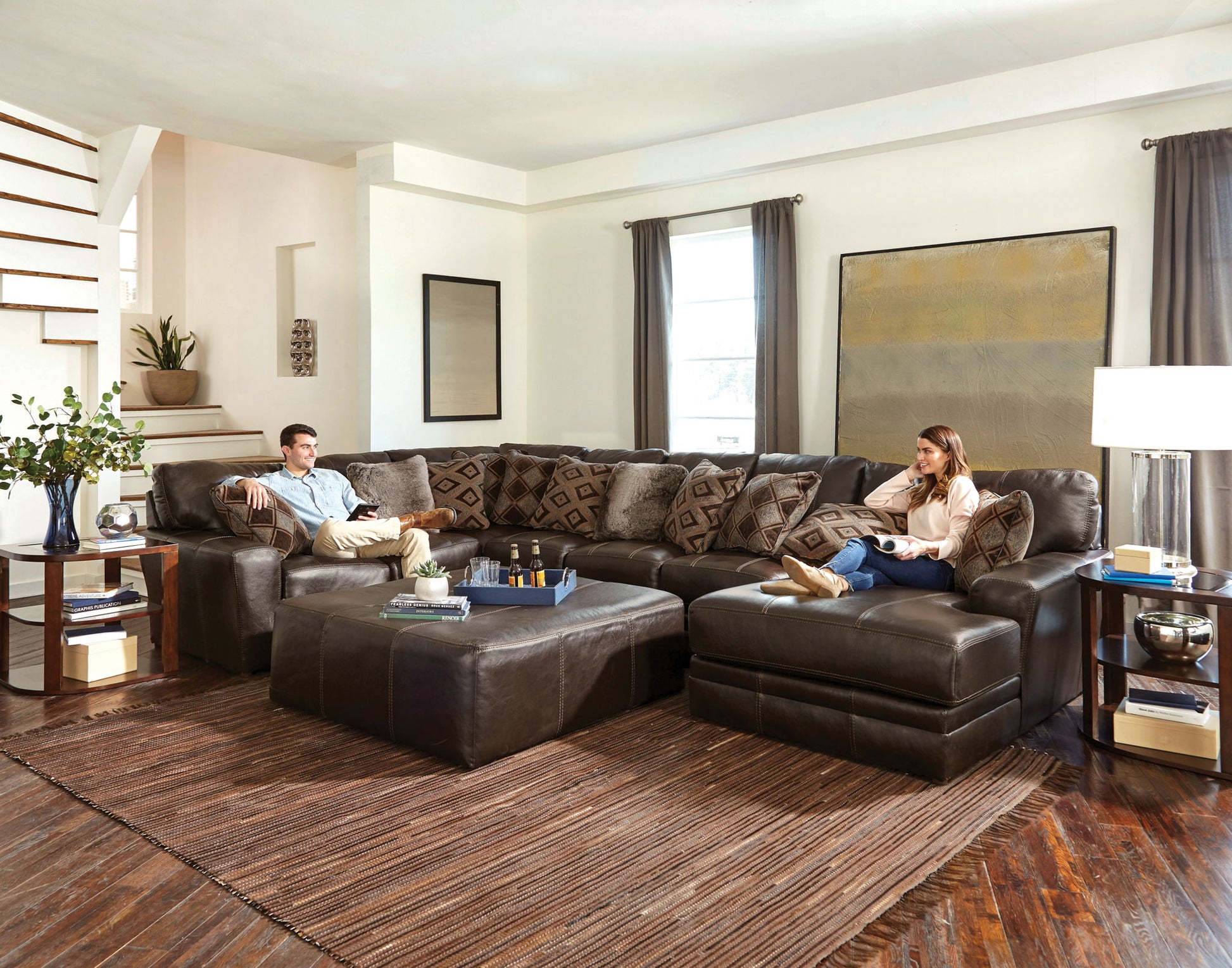 Denali - Italian Leather Match Sectional - Hornell Furniture Outlet