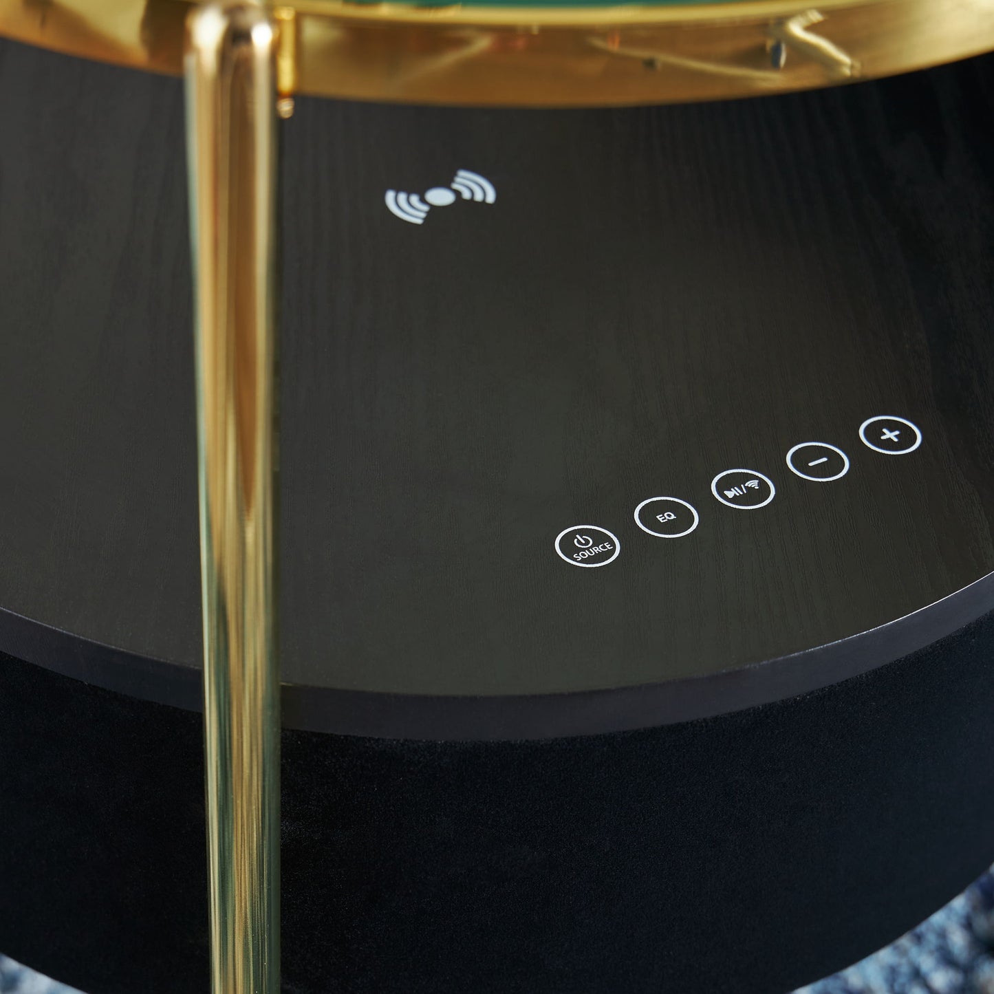 Nedman - Black / Gold Finish - Accent Table With Speaker - Hornell Furniture Outlet