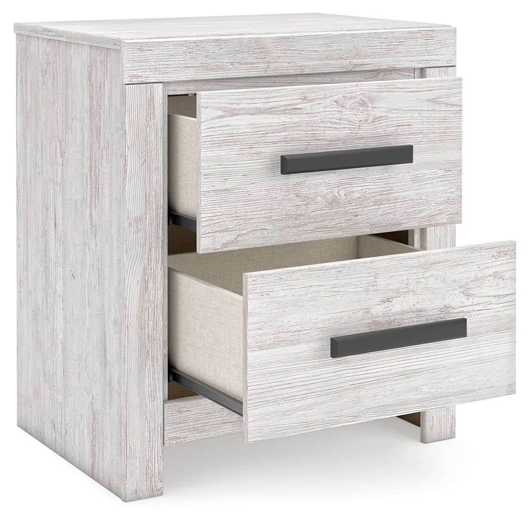 Cayboni - Whitewash - Two Drawer Night Stand - Hornell Furniture Outlet