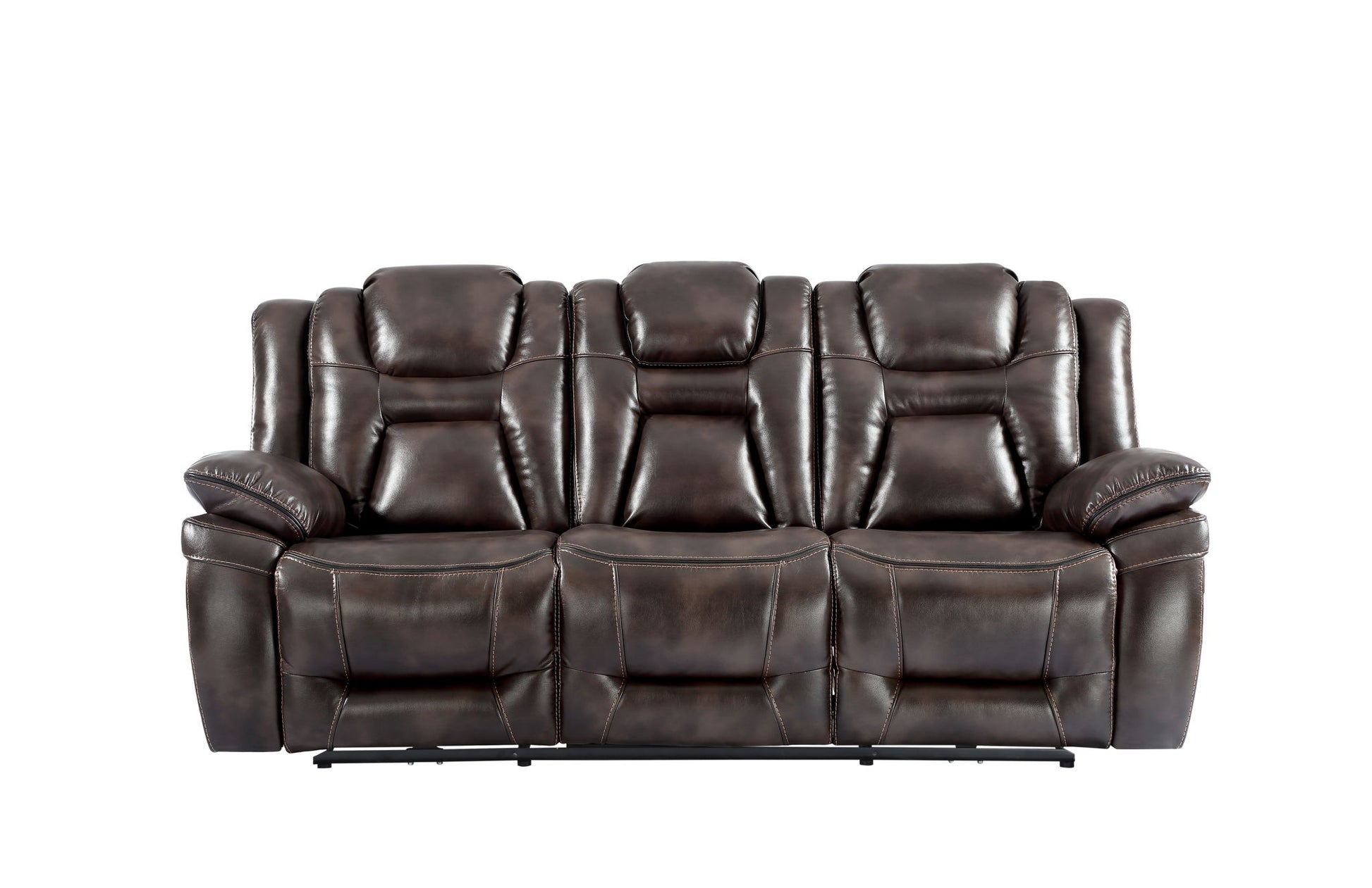 Oportuna - Dual Power Sofa With Drop Down Table - Dark Brown - Hornell Furniture Outlet