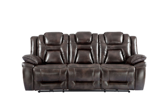Oportuna - Dual Power Sofa With Drop Down Table - Dark Brown - Hornell Furniture Outlet