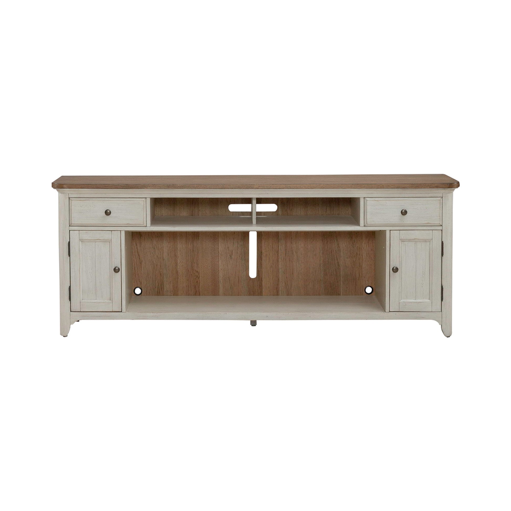 79" Fireplace TV Console - Medium Brown - Hornell Furniture Outlet