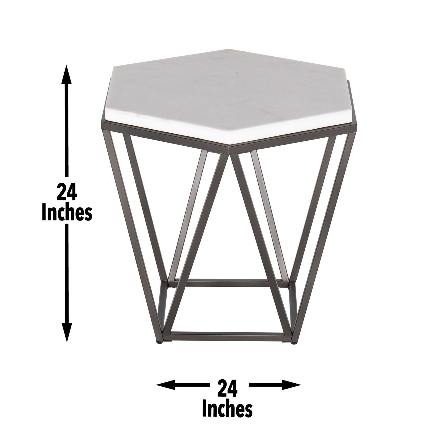 Corvus - End Table With Marble Top Hexagon - White - Hornell Furniture Outlet