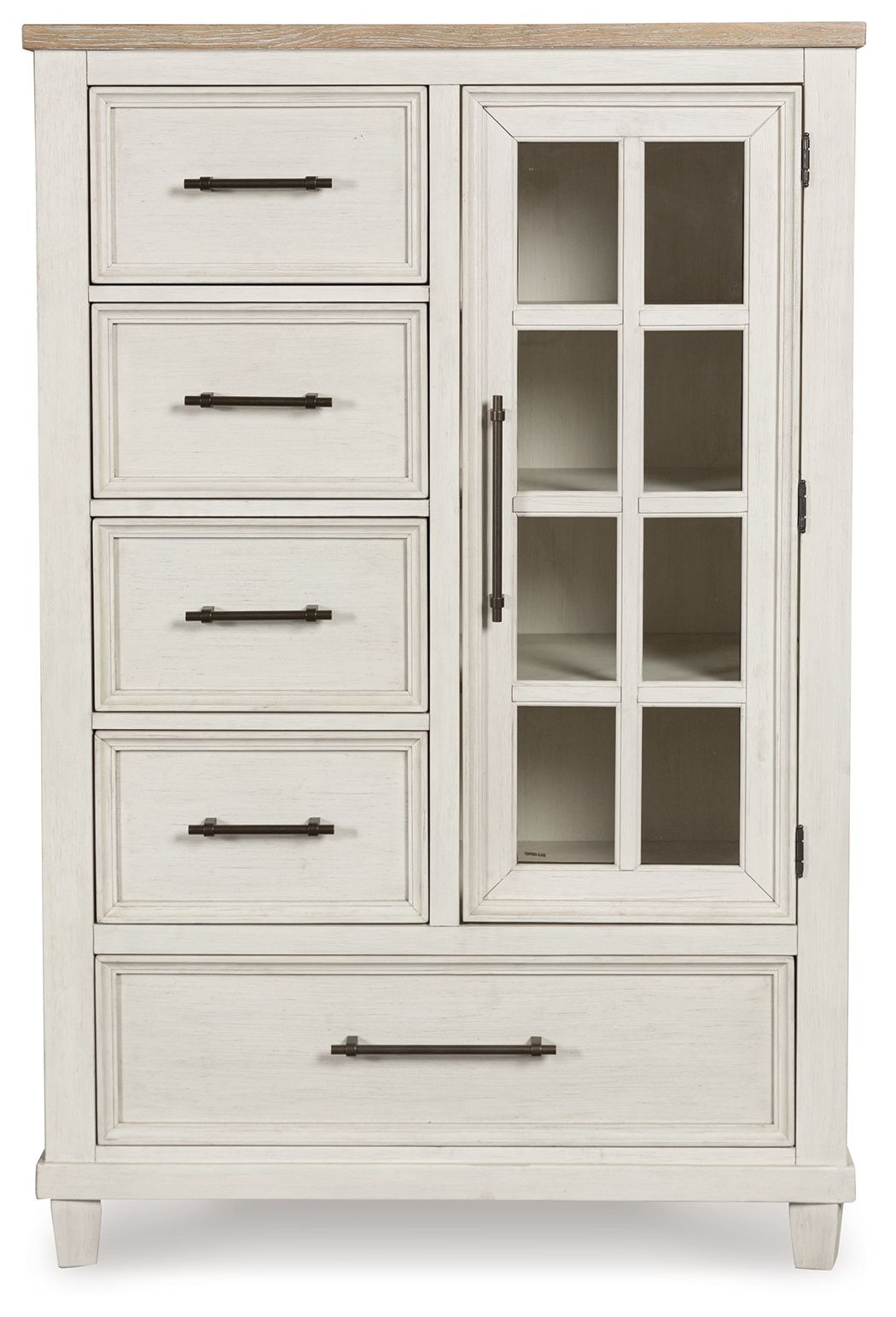 Shaybrock - Antique White / Brown - Door Chest - Hornell Furniture Outlet