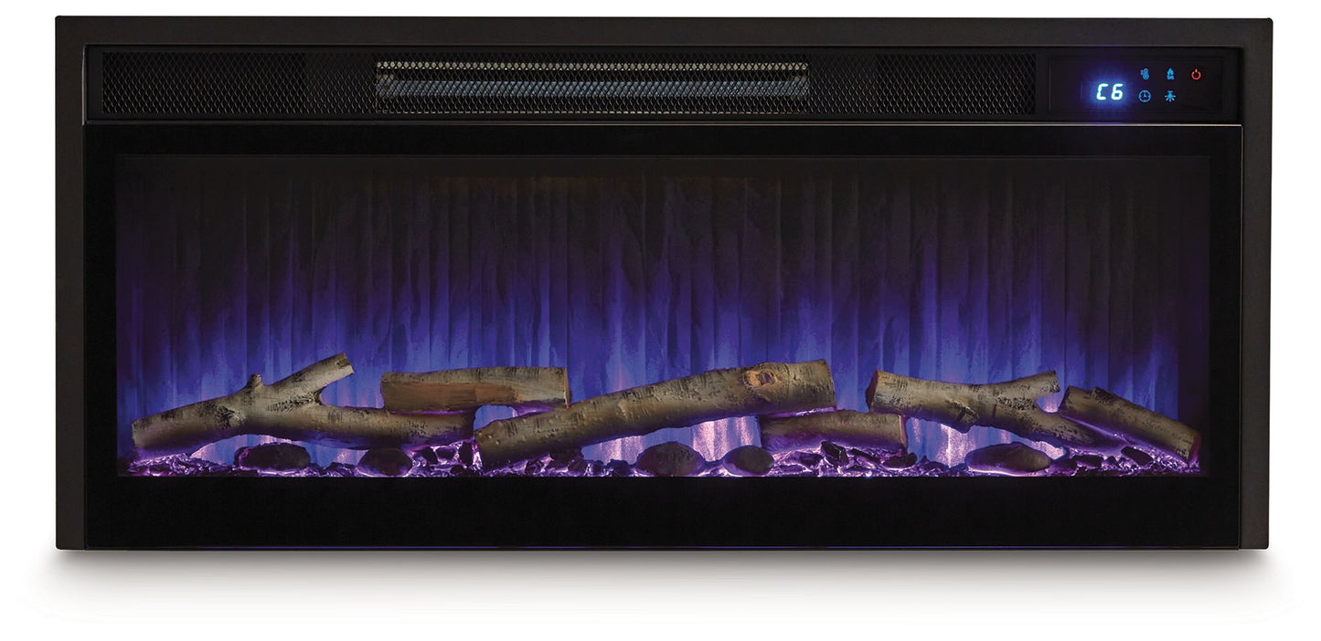 Entertainment Accessories - Black - Fireplace Insert With Faux Birch Log Set - Hornell Furniture Outlet