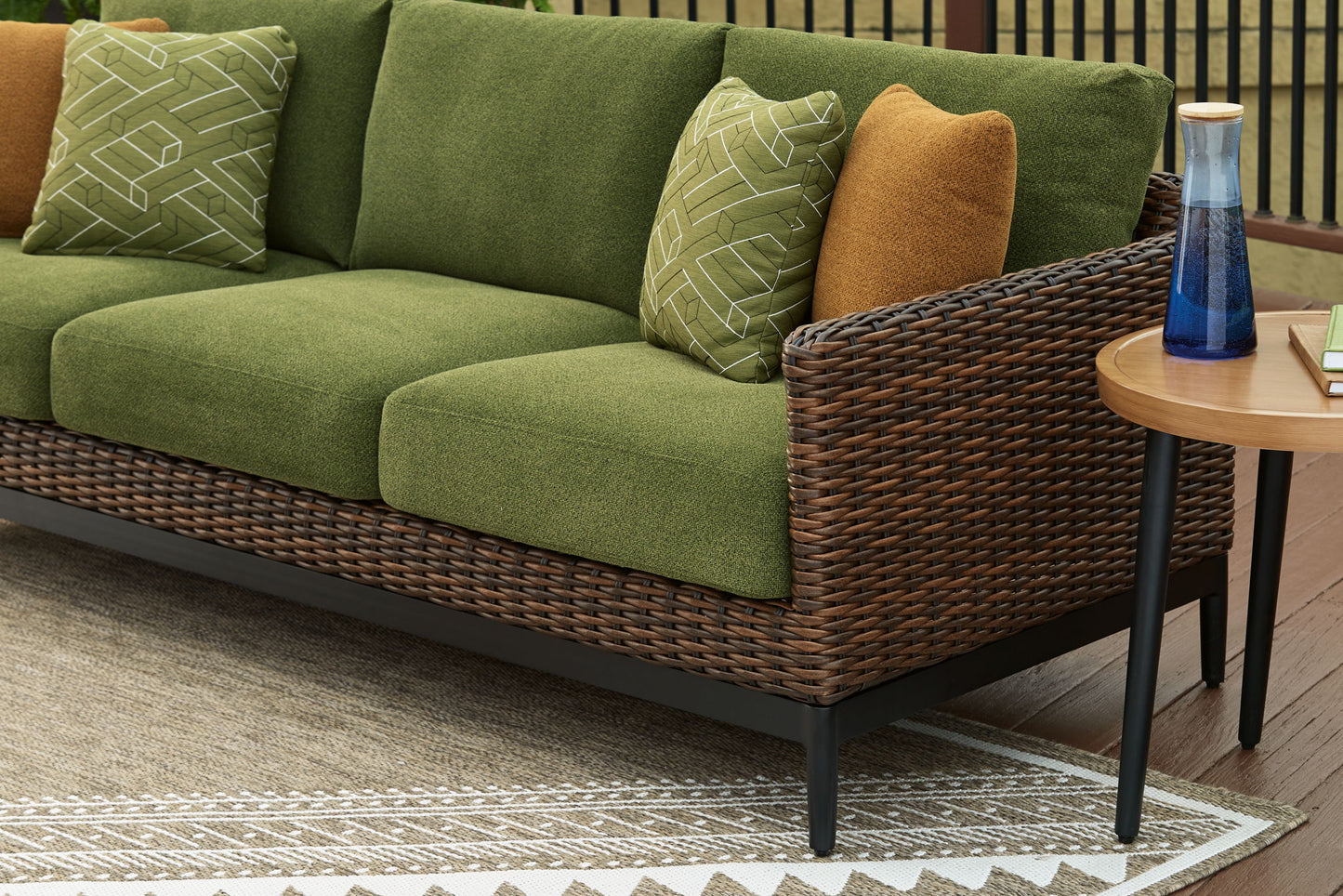 Horizon Hall - Brown / Green - Sofa With Cushion - Hornell Furniture Outlet