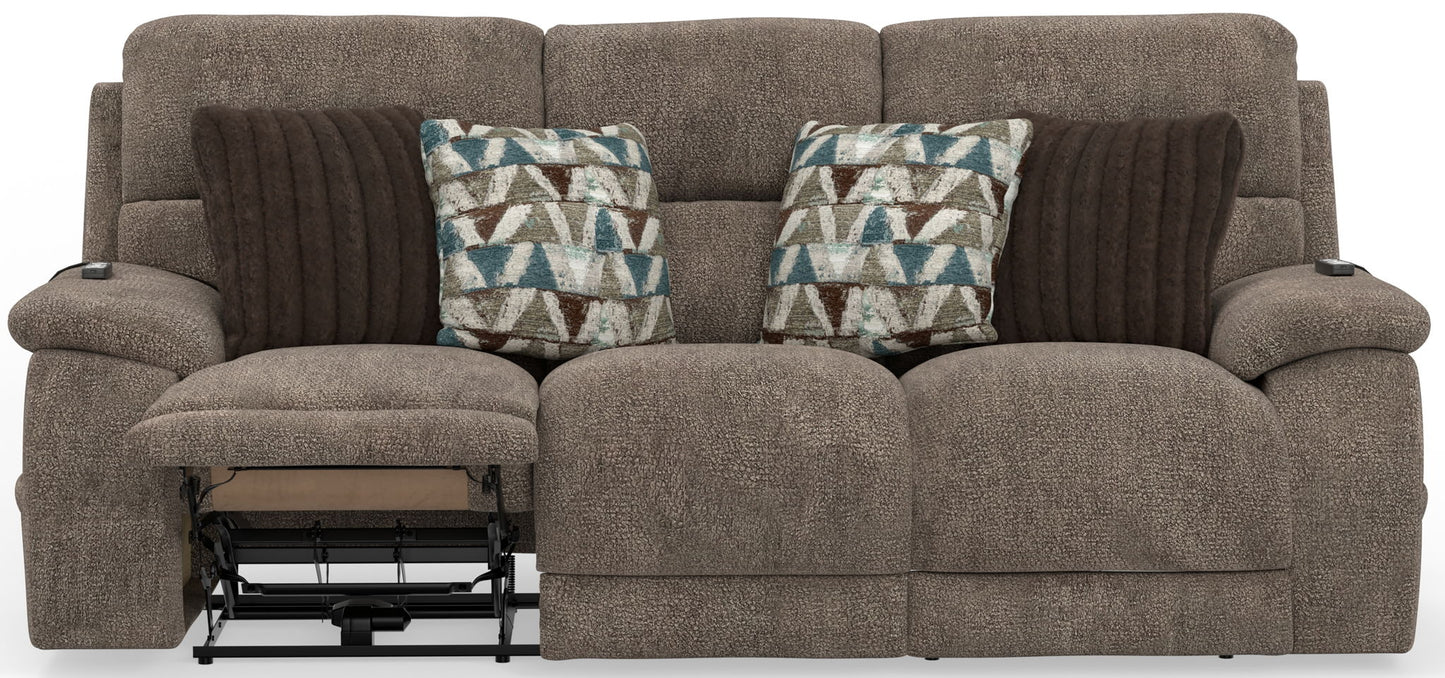 Joya - Zero Gravity Power Reclining Sofa With Power Adjustable Headrest And CR3 Heat/Massage/Lumbar - Mushroom - Hornell Furniture Outlet