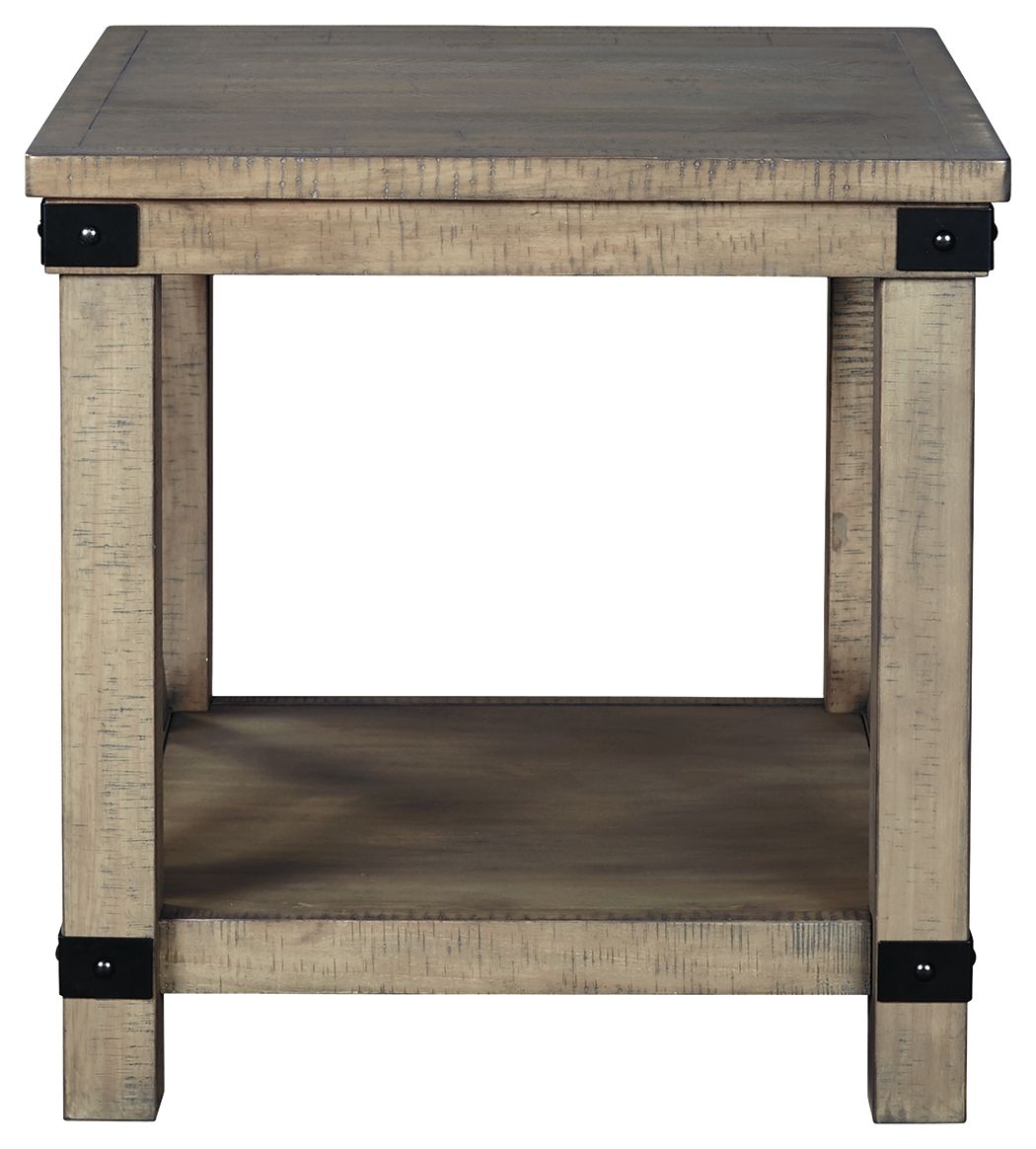 Aldwin - Gray - Rectangular End Table - Crossbuck Styling - Hornell Furniture Outlet